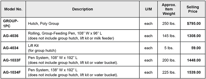 Poly Delue EXL Calf Hutch Pricelist