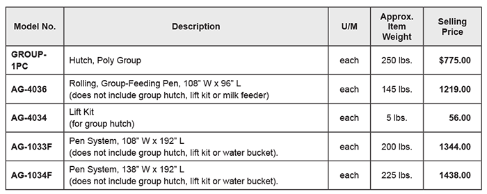 Poly Delue EXL Calf Hutch Pricelist