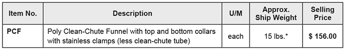 Poly Clean-Chute Funnel price list