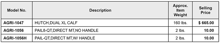 Buddy Hutch Pricelist