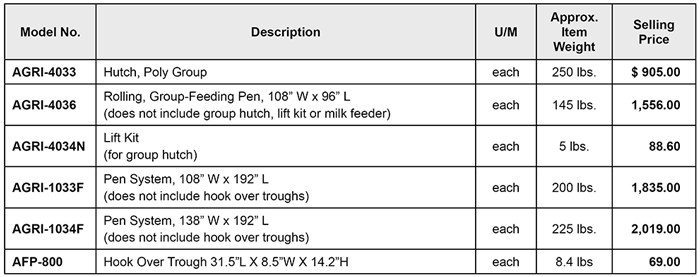 Poly Delue EXL Calf Hutch Pricelist