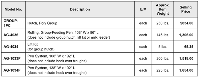 Poly Delue EXL Calf Hutch Pricelist
