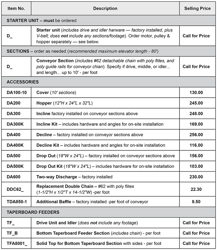 18in-poly-conveyor-price list