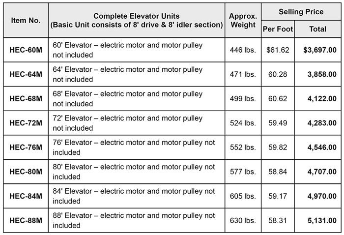 Standard hay bale elevator pricelist